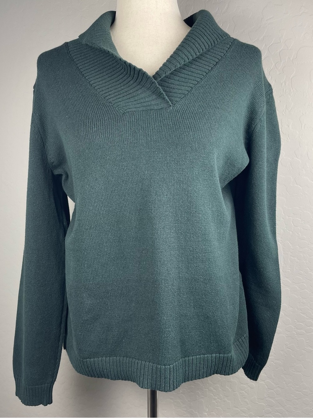 Charter Club Shawl Collar Pullover Sweater Dark Evergreen NWT Large